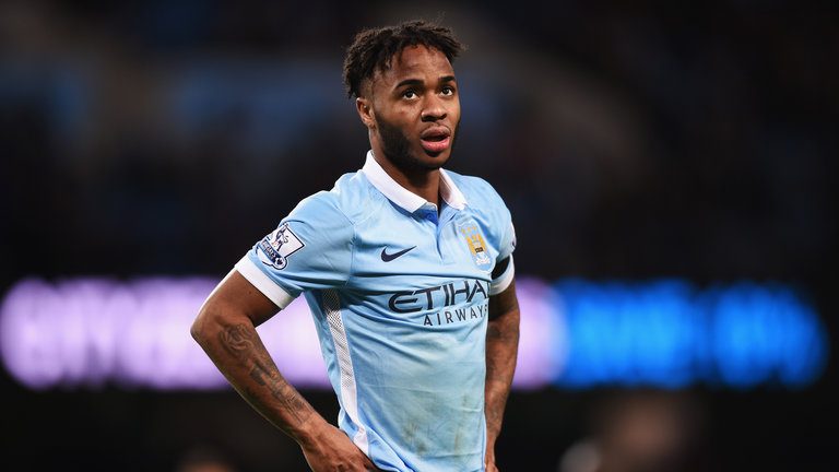 Raheem Sterling in action for Manchester City.