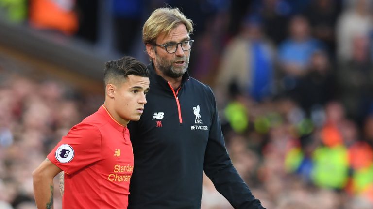 Philippe Coutinho and Jurgen Klopp