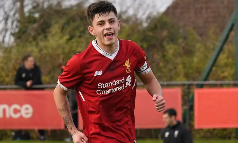 Adam Lewis in action for Liverpool development team.