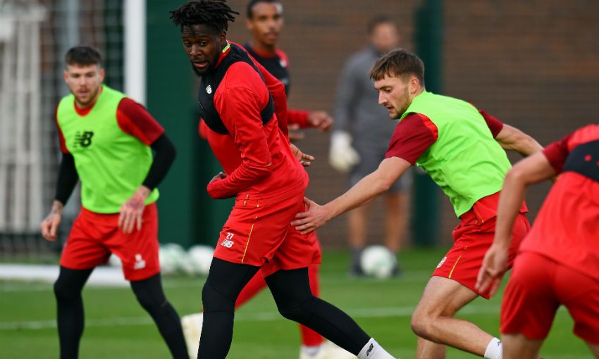 Divock Origi during a training session with Liverpool.