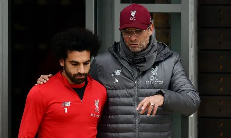 Mohamed Salah with Liverpool manager, Jurgen Klopp.