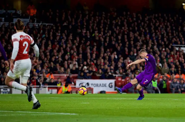 James Milner scores for Liverpool