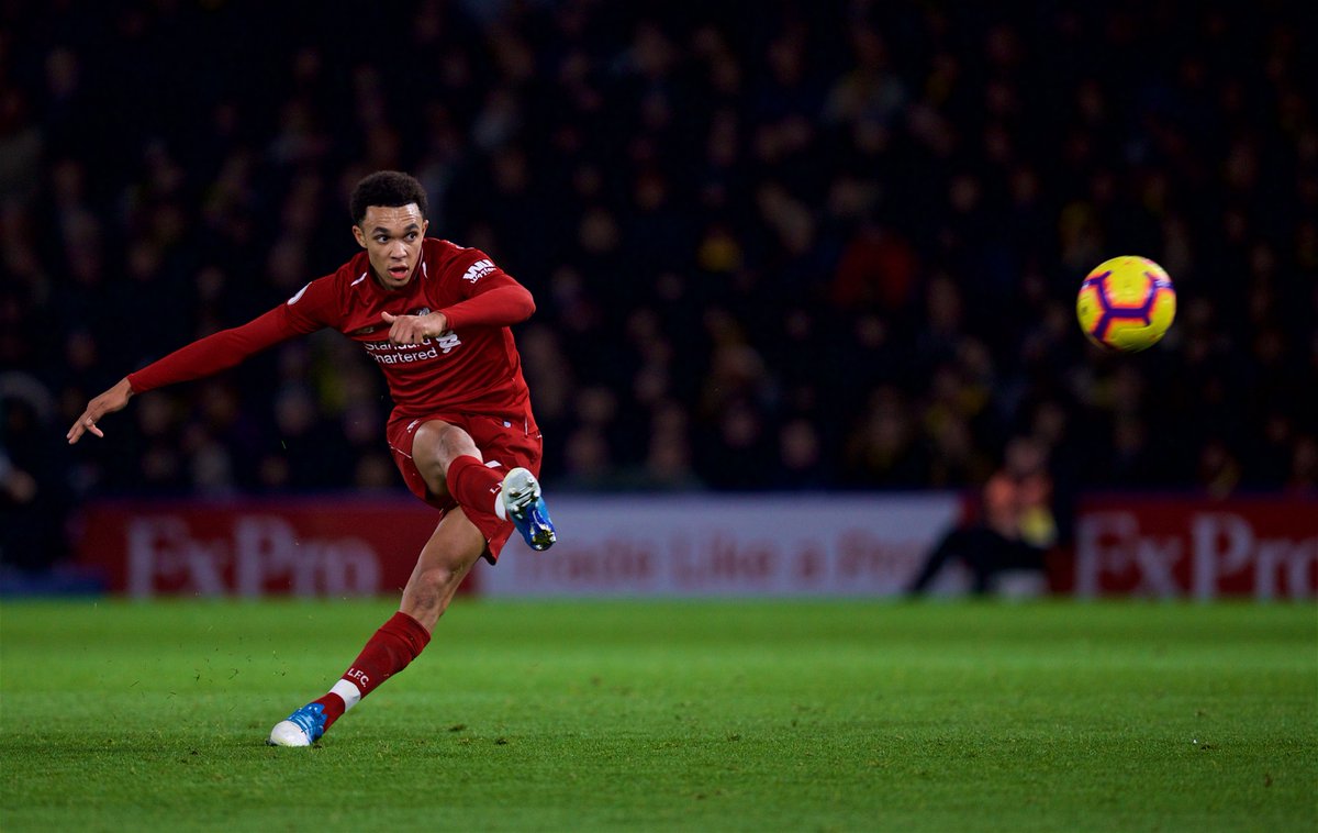 Liverpool fans react to goal from Trent Alexander-Arnold
