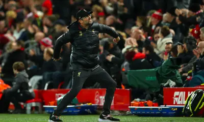 Jurgen Klopp celebrates a Liverpool goal.