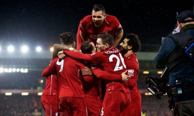 Liverpool players celebrate win