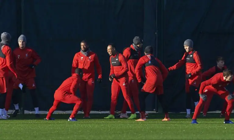 Liverpool players in training