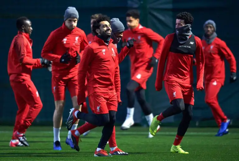 Liverpool players in training