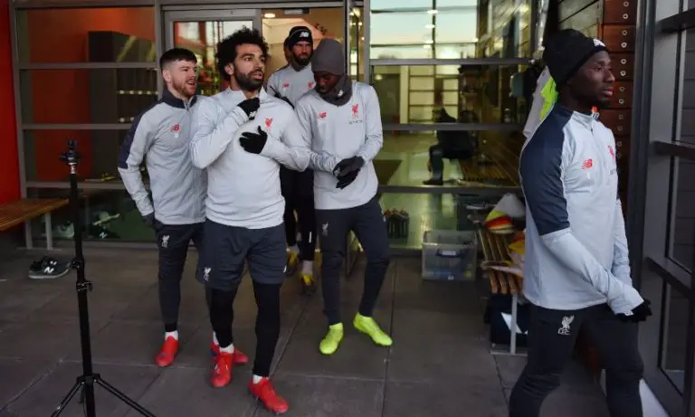 Liverpool players in training