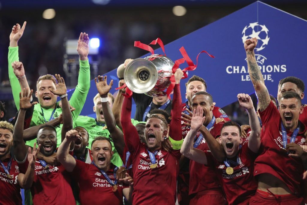 Liverpool lift Champions League trophy