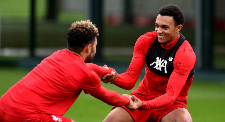 Trent Alexander-Arnold in Liverpool training.