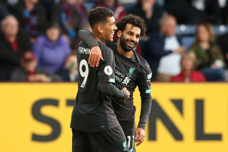 Mohamed Salah with Roberto Firmino of Liverpool.