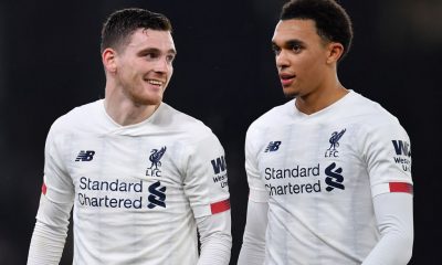 Andy Robertson (L) and Trent Alexander-Arnold at Crystal Palace. (Image credit: Getty)