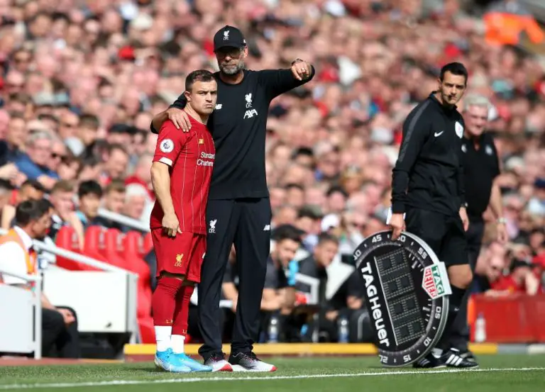 Xherdan Shaqiri and Jurgen Klopp