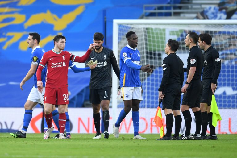 Brighton star Enock Mwepu doubtful for Liverpool clash.