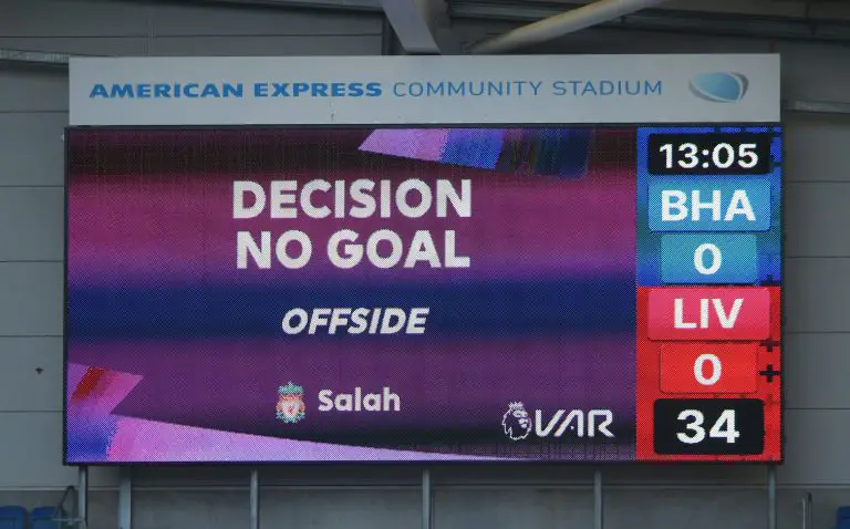 Mohamed Salah had his goal disallowed against Brighton for offside by the tiniest of margins. (GETTY Images)