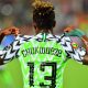 Nigeria's forward Samuel Chukwueze celebrates his goal during the 2019 Africa Cup of Nations (CAN) quarter final football match between Nigeria and South Africa at Cairo international stadium on July 9, 2019. (Photo by Giuseppe CACACE / AFP) (Photo credit should read GIUSEPPE CACACE/AFP via Getty Images)
