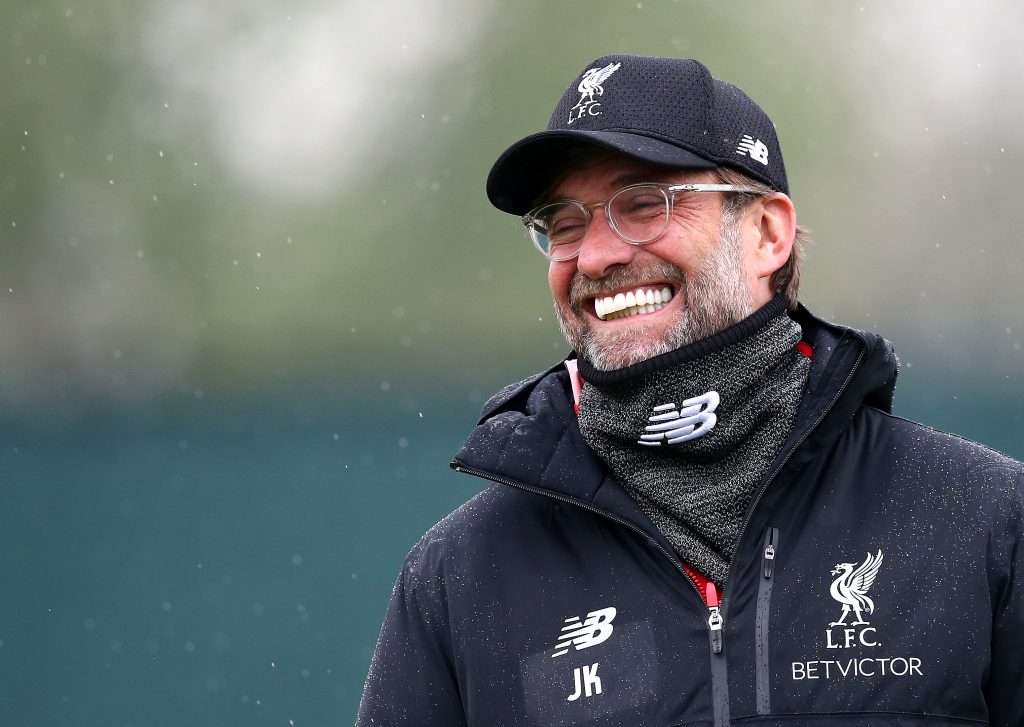 Liverpool boss Jurgen Klopp smiling in training. (GETTY Images)
