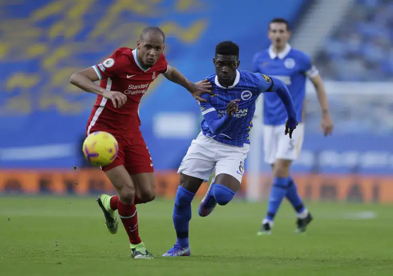 Yves Bissouma in action against Liverpool.