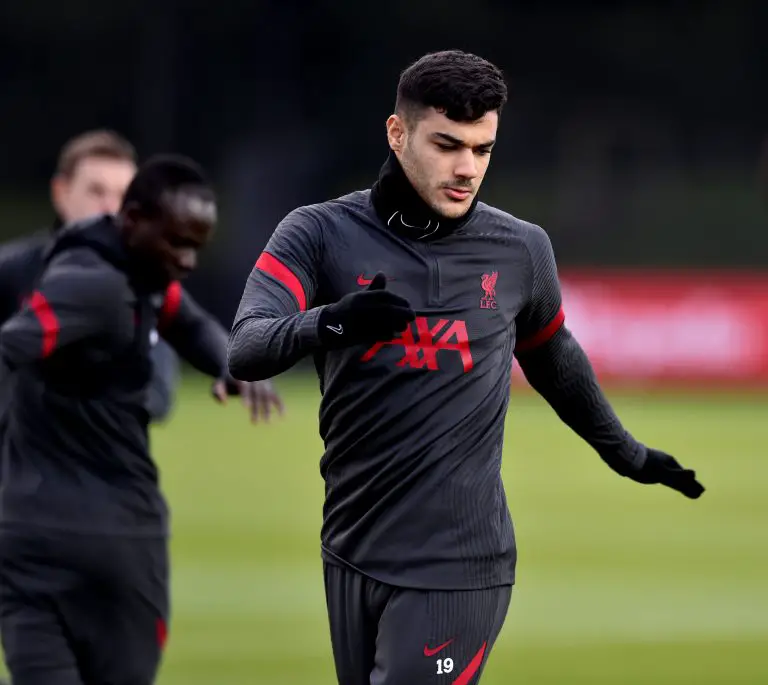 Ozan Kabak in training for Liverpool. (Image Credits: Liverpool website/Twitter)