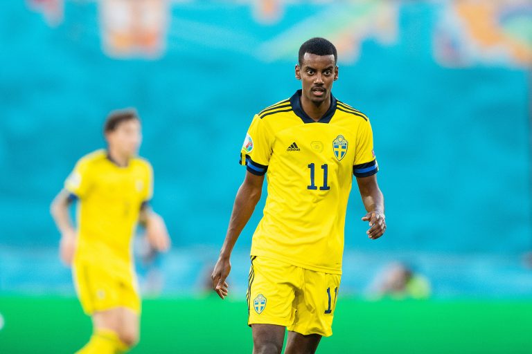 Alexander Isak in action for Sweden against Spain at UEFA Euros 2020.