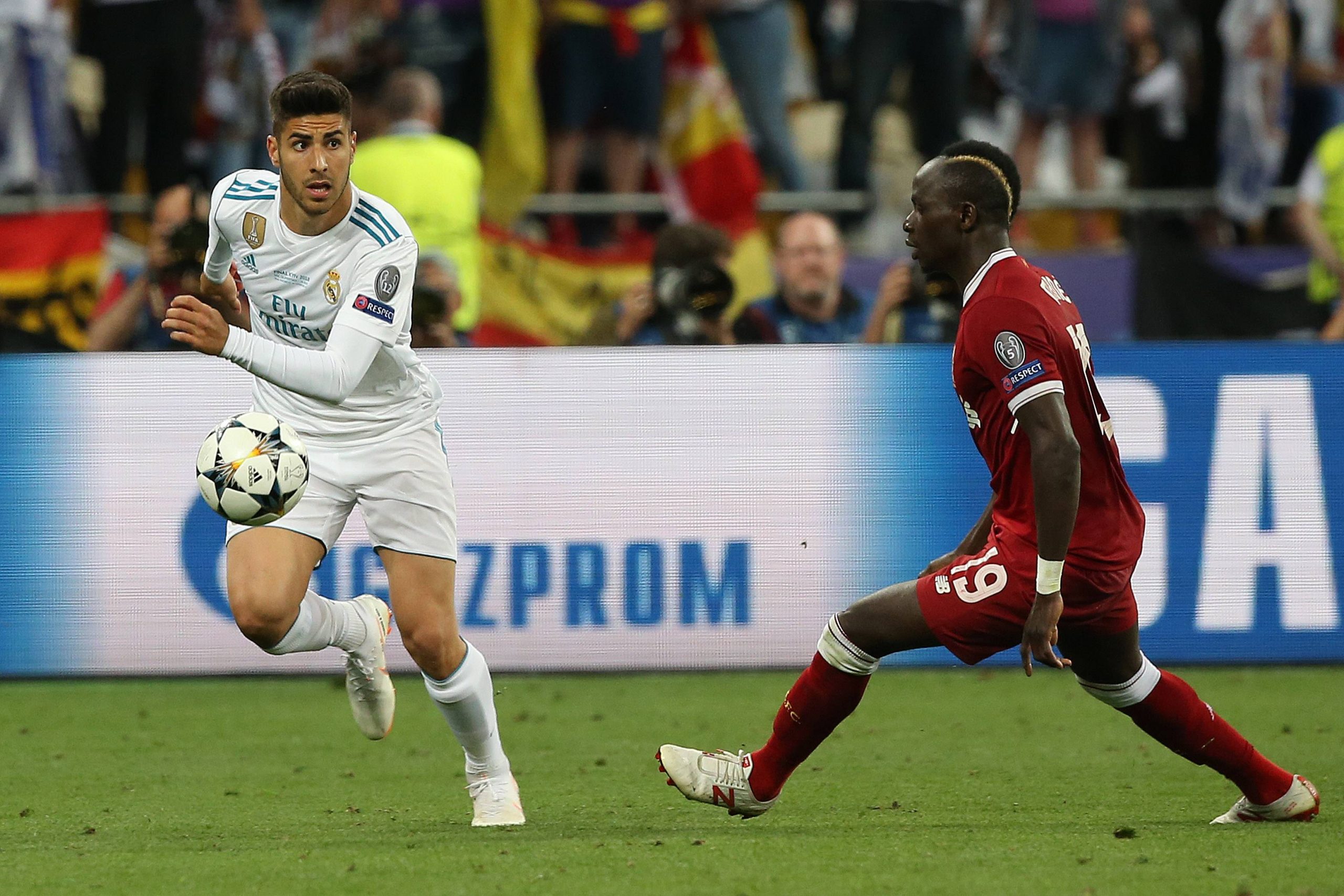 Real Madrid v Liverpool UEFA Champions League Final Marco Asensio of Real Madrid and Sadio Mane of L