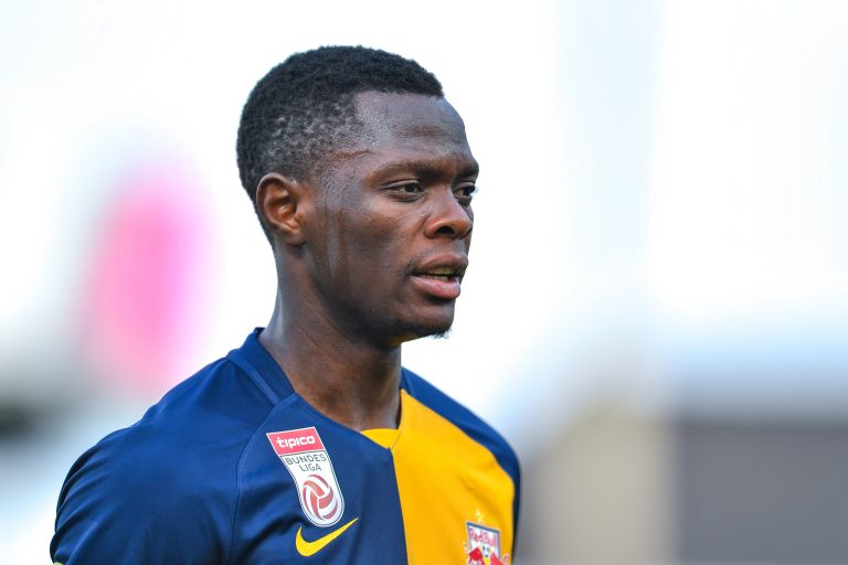 Patson Daka in action for RB Salzburg in Austria.