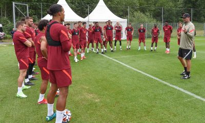 Liverpool players, including Virgil van Dijk, in the pre-season training camp at Austria.