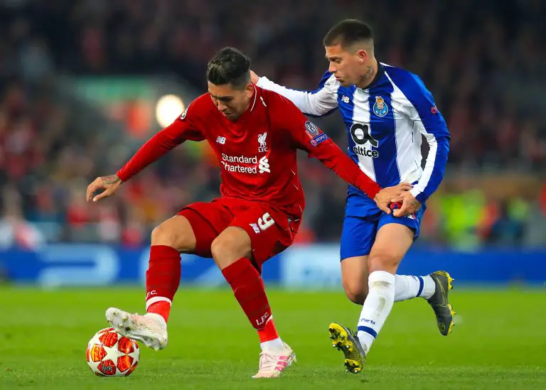 Otavio in action for FC Porto against Liverpool.Otavio in action for FC Porto against Liverpool.