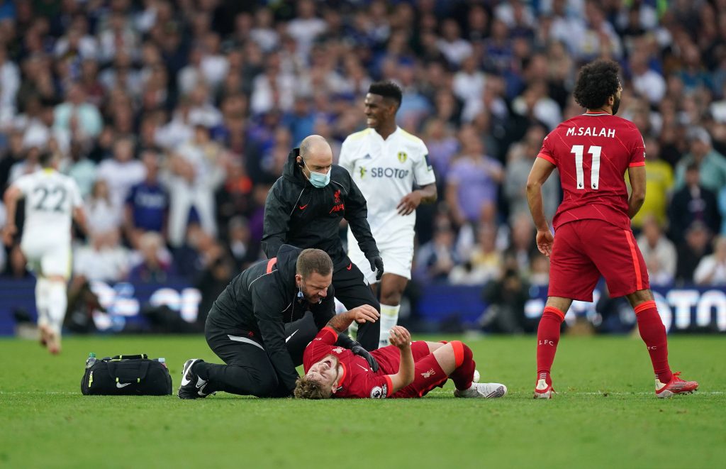 Harvey Elliott picked up a serious ankle injury against Leeds United for Liverpool.
