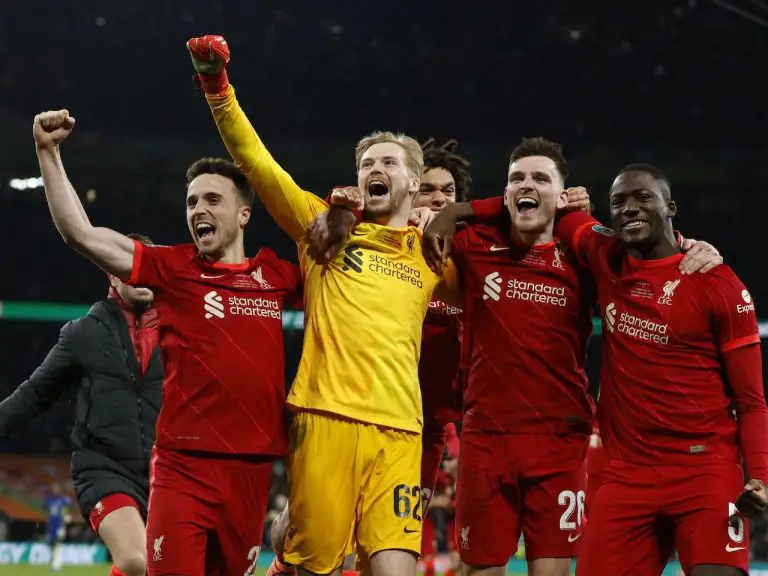 Liverpool goalkeeper Caoimhin Kelleher receives praise for his penalty shootout heroics against Derby County.