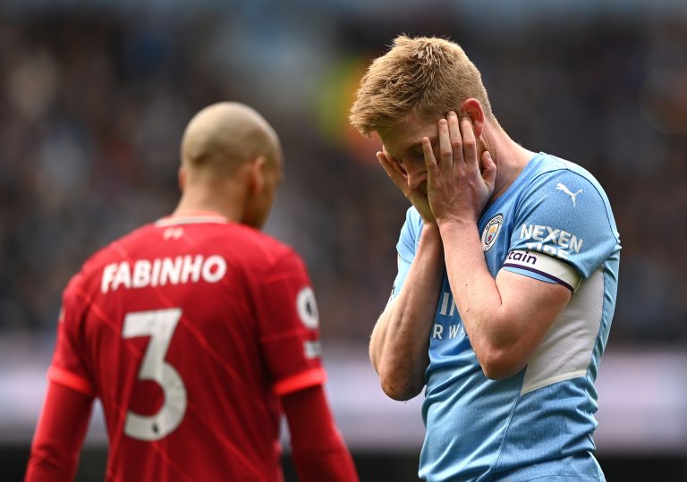 Kevin de Bruyne of Manchester City in action against Liverpool.