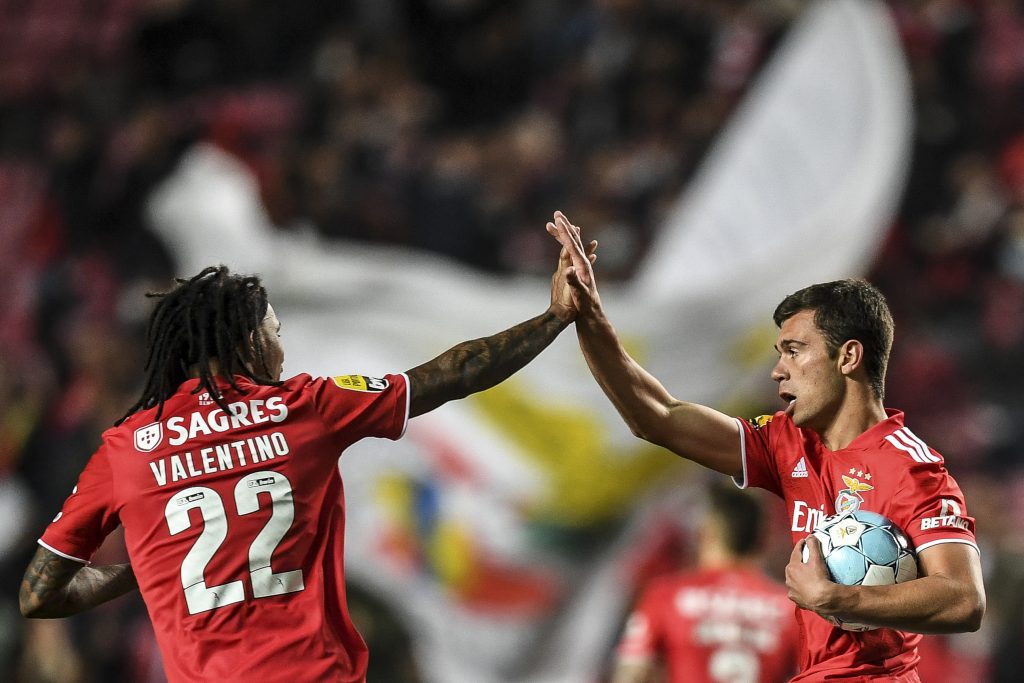 Benfica forward Henrique Araujo (R) is on the radar of Liverpool, Barcelona, and Manchester City. 