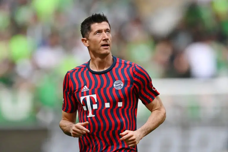 Robert Lewandowski in training for Bayern Munich. (Photo by Stuart Franklin/Getty Images)