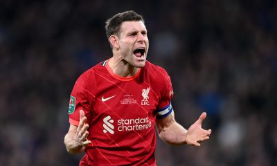 James Milner of Liverpool in the EFL Cup final vs Chelsea. (Photo by Shaun Botterill/Getty Images)