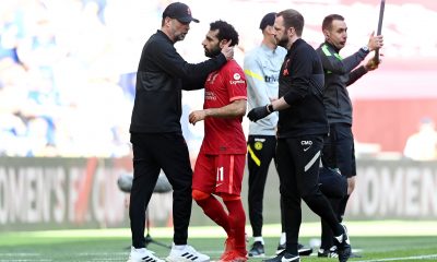 Mohamed Salah forced off the pitch in the FA Cup final against Chelsea due to an injury. (Photo by Shaun Botterill/Getty Images)