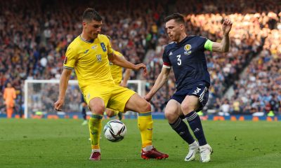 Andy Robertson captained Scotland to a loss against Ukraine. (Photo by Ian MacNicol/Getty Images)