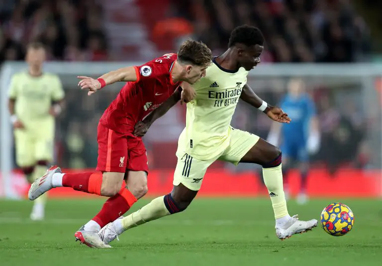 Transfer News: Liverpool are monitoring Arsenal star Bukayo Saka.