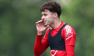 Neco Williams with Wales during a training session.