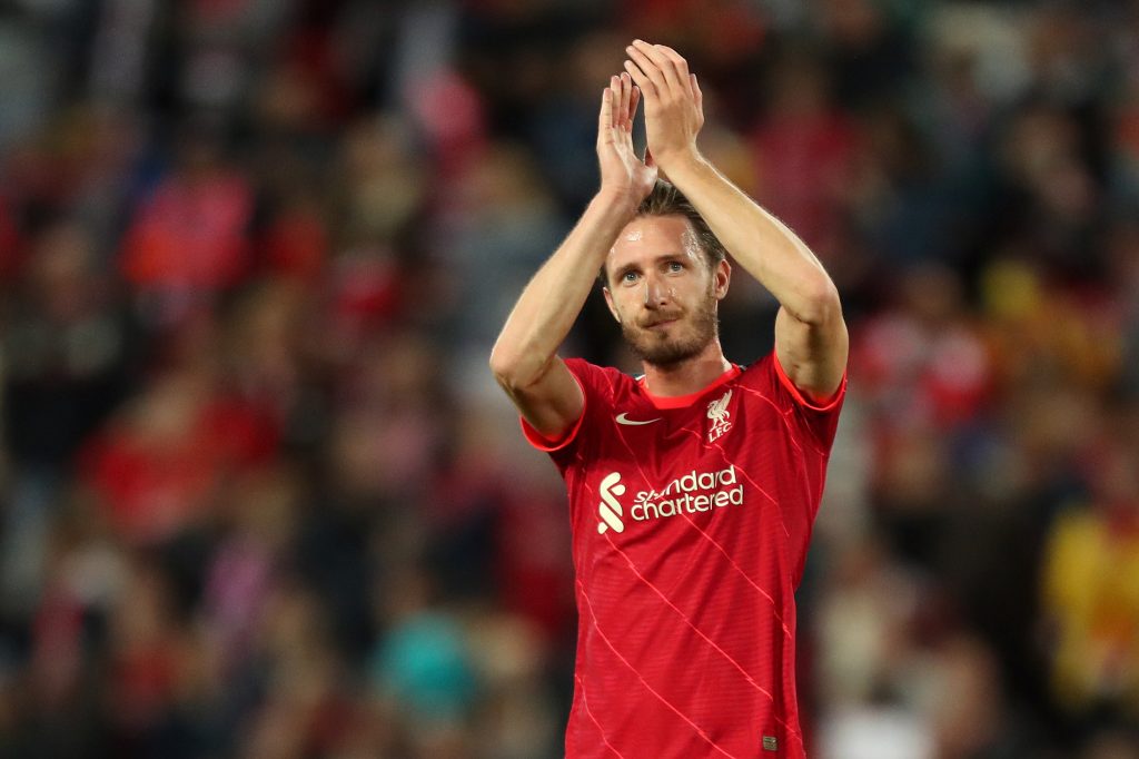 Ben Davies of Liverpool applauds the fans in a pre-season game.