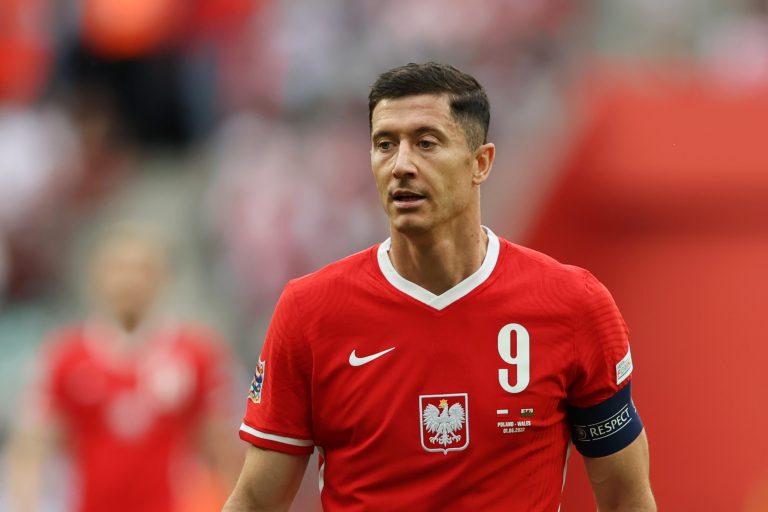 Robert Lewandowski in action for Poland.