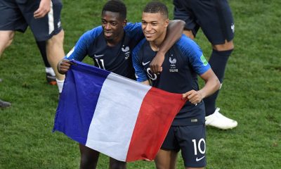 Ousmane Dembele with Kylian Mbappe for France.