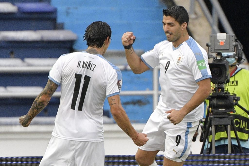 Luis Suarez with Darwin Nunez for Uruguay.