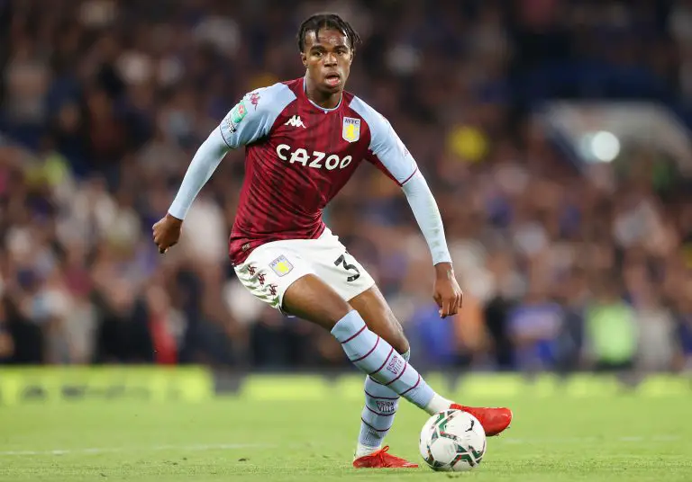 Carney Chukwuemeka of Aston Villa runs with the ball during the Carabao Cup Third Round match against Chelsea.