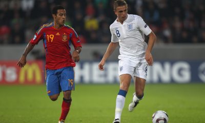 Jordan Henderson of England against Thiago Alcantara of Spain back in 2011.