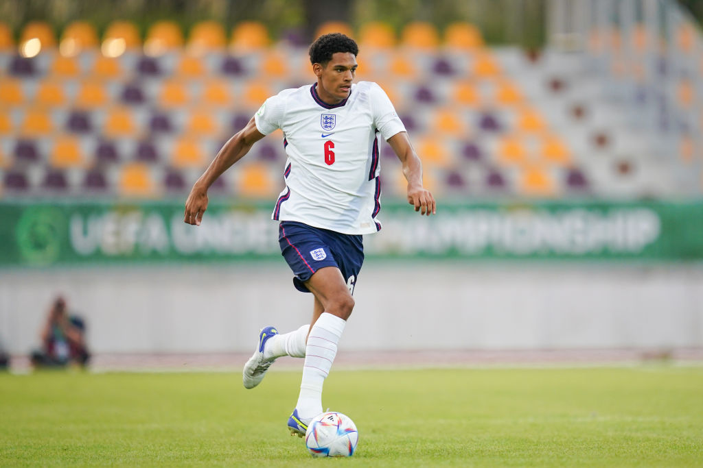 Jarell Quansah in action for England U19. (Image: As posted by Liverpool Echo on Twitter)