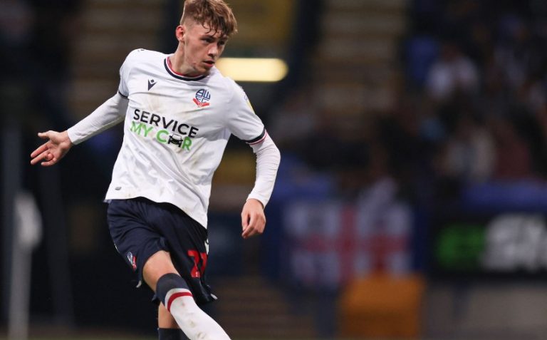 Conor Bradley in action for Bolton Wanderers. (Image: Official Bolton Twitter account)