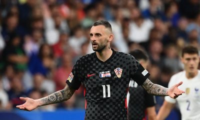 Croatia's midfielder Marcelo Brozovic reacts during the UEFA Nations League - League A Group 1 game against France. (Photo by FRANCK FIFE/AFP via Getty Images)