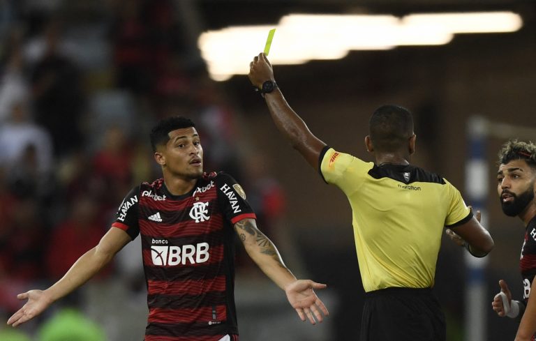 Joao Gomes of Flamengo has been linked with a move to Liverpool. (Photo by MAURO PIMENTEL/AFP via Getty Images)