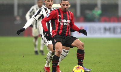 Melo Arthur of Juventus FC is challenged by Ismael Bennacer of AC Milan.
