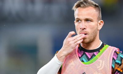 Arthur Melo of Juventus looks on during his warm-up session. (Photo by Getty Images)